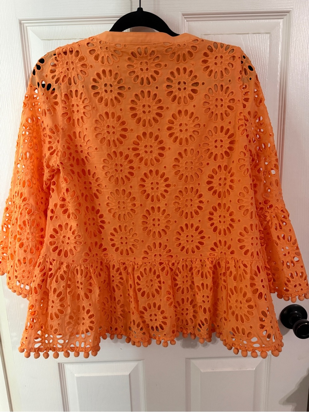 Lilly Pulitzer Orange Eyelet Peplum Blouse - Picture 4 of 7